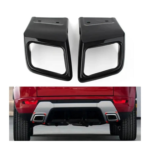 Stainless Steel Rear Bumper Exhaust Trim Kit With Black Coating For Evoque 2010 2018 Tailpipe Trim Parts, top and rear view