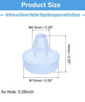 Pack Of Eight Clear Glass Table Bumpers With Solid Stems And Grippy Non Slip Bottoms That Slide Right Into Quarter Inch Holes, size specifications