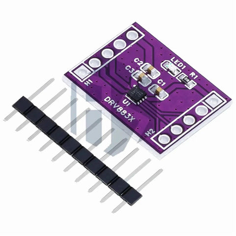 DC H Bridge Motor Driver Module For One And Two Channel Systems, 1.8A Output, Dope Stepper And DC Motor Controller Board For Arduino And Robotics, Plug And Play, Compact Durable Design For Projects. Purple DRV8837 PCB with pin header