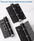 Three black Automatic Door Closing Hinge With Quiet Hydraulic Buffer in various styles on a white background.