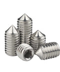 Killer Grade M3 X 12mm Cone Point Set Screws 40 Pcs Hex Socket Cap Screw Kit Pointed Tip 304 Stainless Steel fasteners stacked.