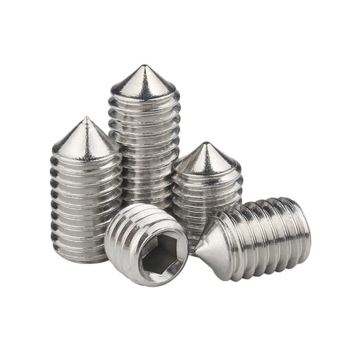 Killer Grade M3 X 12mm Cone Point Set Screws 40 Pcs Hex Socket Cap Screw Kit Pointed Tip 304 Stainless Steel fasteners stacked.