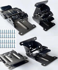 No Sweat Heavy Duty Foldable Support Brackets With Self Locking Hinges For DIY Workbenches And Furniture Legs Black Corner Braces and screws