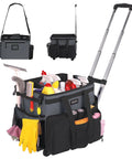 Large Rolling Cleaning Caddy On Wheels With Detachable Trolley Gray Waterproof Organizer for home car office with cleaning supplies