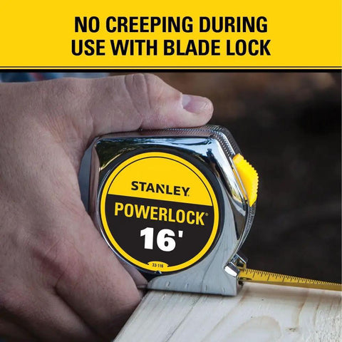 16 Foot Tape Measure Powerlock With Tru Zero End Hook Locking Blade Pro Grade Durable Chrome ABS Case Mylar Blade