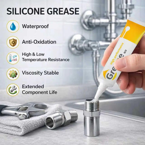 Heavy Duty 2 Oz Silicone Grease Lubricant For O Rings And Rubber Seals Waterproof Multi Purpose Plumbing Grease For Faucets Gaskets Pool Equipment No Sweat Slick Fix Goes The Distance Smooth application on metal plumbing fitting.