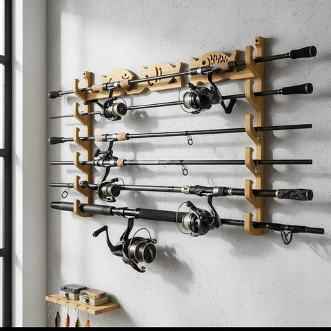 Dope Wood Rod Holder for Easy Garage Storage ✓