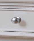 5 Pack Brushed Nickel Cabinet Knobs 1.31 Inch Oval Drawer Handles Screws Included Heavy Duty Modern Kitchen Cabinet Hardware For Cupboard Dresser Closet Durable Aluminum Design on white drawer