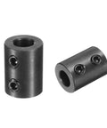 Rigid Shaft Coupling Three Eighths Inch Bore Three Quarters Inch Outer Diameter One Inch Long Steel Black Oxide With Two Set Screws