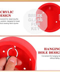 Close-up of a red Emergency Key Box With Break Glass For Grab And Go Quick Entry Red Linkage Door Lock Box showing acrylic and hanging design