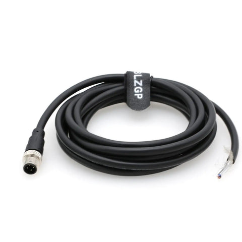 Coiled M12 4 Pin Male Actuator Sensor Signal Cable A Coded Shielded for Industrial Automation Control Fieldbus Module, 3M length