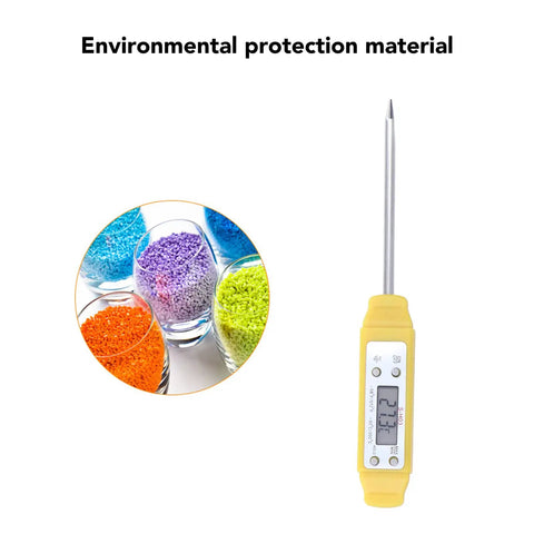 Digital Food Thermometer With Automatic Calibration For High Accuracy Cooking, Waterproof Pocket Thermometer, Yellow Finish