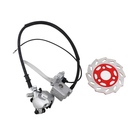 Honda Monkey Z50 Front Hydraulic Disc Brake Caliper Kit for Z50R Motorcycle showing steel caliper, rotor, and brake hose