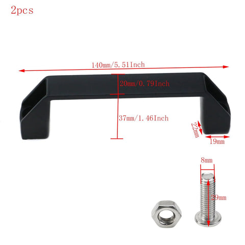 Aluminium Alloy Industrial Cabinet Handles Set of 2 U Shape Rectangular Drawer Pulls with Screws Black 120mm Center Hole 140x20x37mm