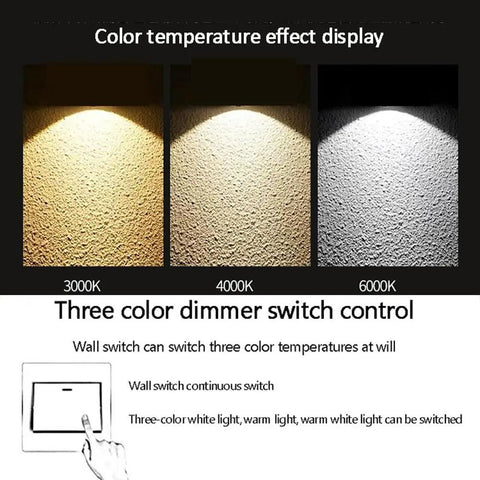 Display of three color temperatures 3000K, 4000K, and 6000K for XYIANG Led Recessed Lighting dimmable can lights.