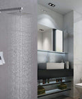 Shower System With 12 Inch Square Rain Shower Head Chrome Finish Brass Arm And Valve Pressure Balance Control Single Function
