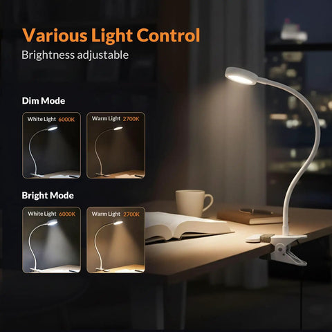 Top Shelf Clip On Reading Light With Bendy Gooseneck For Desks And Bed Rails, Slay Your Setup With Cozy LED Glow Perfect For Lazy Nights Or Fast Study Grind At Home