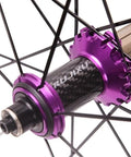 Purple carbon hub on lightweight 700C road bike wheelset with 40mm rim for 7 8 9 10 11 speed cassette compatible