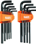 Heavy Duty 22 Piece Long Hex Key Set SAE And Metric Heat Treated L Style Allen Wrenches from One Sixteenth Inch to Three Eighths Inch