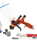 Professional 1.3mm Airbrush Spray Gun Kit With Adjustable Air Regulator And Inline Moisture Filter Shoots Clean Fine Mist for detail crafting and body shop use.