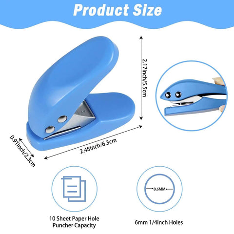 4 Pack Handy Mini Hole Punch Set 6mm Single Hole Punchers For Paper Cardstock Index Cards Chipboard And Thin Plastic size guide