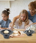 Family making bao buns using Flower Shaped Dumpling Mold Maker For Easy Homemade Bao Buns And Momo, 6.57 Inch Plastic Kitchen Gadget.