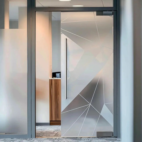 36 Inch Solid Stainless Steel Push Pull Door Handle With Heavy Duty Commercial Grade 304 Standoffs Brushed Finish For Barn Doors And Glass Doors Beefy Build High Endurance Hardware With Easy Mounting, on frosted glass office door