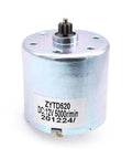 Heavy Duty 12V DC Motor ZYTD520-03C PM Replacement For 520-03B Engine detailed view, silver metal casing, geared motor for robotics.