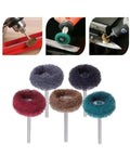 Dope 10 Pack Of 25mm Nylon Abrasive Brush Wheels With A Sturdy 3mm Shank For Mini Grinders And Rotary Tools, showing various colors and designs.