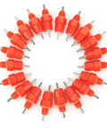 20 Pack Top Shelf Automatic Chicken Water Nipples With 360 Degree Stainless Steel Flow No Fuss Screw In Poultry Drinkers arranged in a circle.