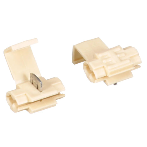 Moisture Resistant Self Stripping Electrical Tap IDC For Quick Plug And Splice In Auto Marine RV Wiring White connectors close-up