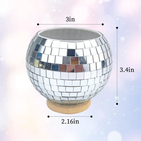 Disco Pen Holder Sequin Desk Organizer With Base That Doubles As Makeup Brush Holder And Pencil Cup, 3x3.4 in, silver sequins
