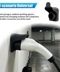 Rock Solid Wall Mount EV Charging Cord Holster Built With Hella Durable Nylon SAE J1772 Cable Organization System for white EV plug mounted.