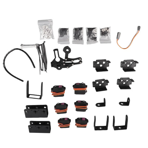Sturdy 6DOF Robot Mechanical Arm Claw Kit With Metal Gears And Thick 2mm Aluminum Brackets For College Teaching, includes servo motors and brackets.