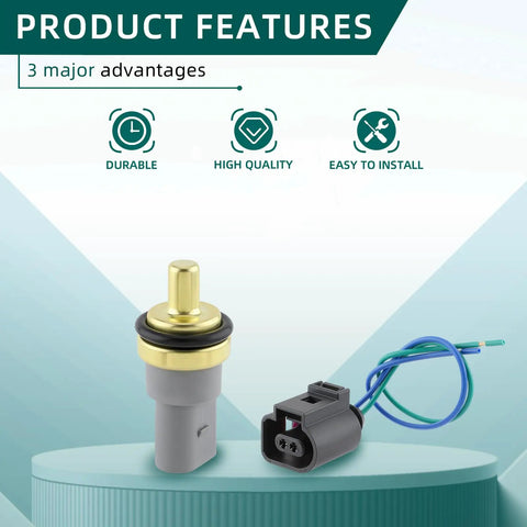 Premium Grade Engine Coolant Temp Sensor Replacement OEM 06A919501 Straight Swap Direct Fit For Audi A3 A4 A5 A6 Vw Porsche, featuring sensor and connector.