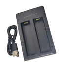 Dual Bay USB Battery Charger Box For 5V Batteries Fast Simultaneous Charging Lightweight Portable Dock With Smart Safety Protections Ideal For Home Office Or Travel On The Go, with USB cable