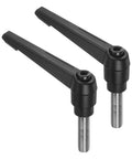 Kick Ass Heavy Duty Clamping Lever Handles 2 Pack M12 X40Mm 304 Stainless Steel Threaded Male Studs with black finish.