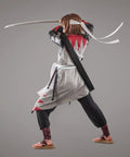 Person in martial arts pose with Two Piece Sword Bag Set With Straps 50 Inch Long Katana Cover And Sword Carrying Case