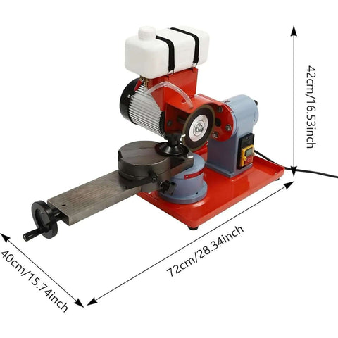 Pro Shop Saw Blade Sharpener And Precision Gear Grinder With Water Cooled Electric Angle Mill Rig For Carbide Tipped Woodworking Cutters Built Tough Iron Frame Grinds Flat Tames Dull Teeth Up To 700Mm on solid base with motor and grinding wheel.
