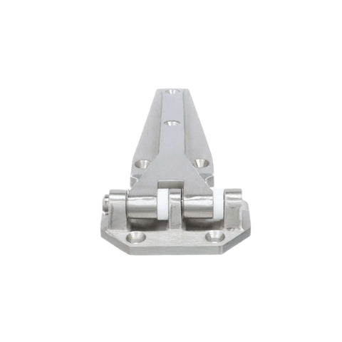 Heavy Duty Left-Hand Walk-In Cooler Door Hinge With Flush Offset Satin Stainless Steel, corrosion-resistant hardware, front view