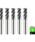 5/16 Inch Shank Carbide Square End Mill With 4 Flutes, CNC End Mills For Metalworking, Heat Resistant Cutter, Pack Of 5