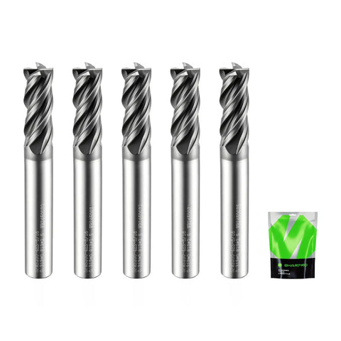 5/16 Inch Shank Carbide Square End Mill With 4 Flutes, CNC End Mills For Metalworking, Heat Resistant Cutter, Pack Of 5