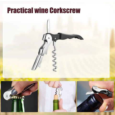 Portable Orange Corkscrew Wine Opener Set For Waiters And Bartenders, Stainless Steel Wine Key With Hinged Serrated Foil Cutter