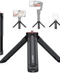 Extendable Mini Camera Tripod With 1/4 Inch Screw For DSLR Lenses, Webcam And Smartphone showing different angles and uses