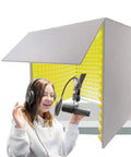 Straight Fire Desktop Soundproof Cover Silences Room Echo And Reverb Fast Featuring Dense Acoustic Foam Panels, 80x80x80 cm, personal vocal booth.