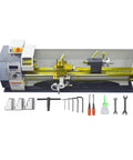 TechTONGDA metal lathe 8x31 in gearless bench lathe with yellow components and tool kit