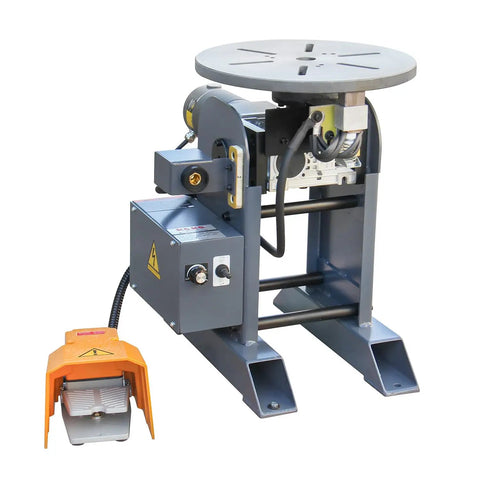 Built Like A Tank Welding Positioner Offering 771 Pound Horizontal Capacity and No Hassle 110V Single Phase with foot pedal.
