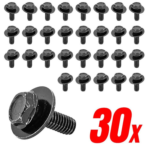 30 Pack M6 Hex Head SEMS Bolts 1.0 X 17mm With 18mm Washer Heavy Duty Oil Pan And Transmission Pan Bolts Replaces OEM 11508930