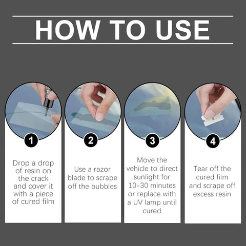 DIY Windshield Crack Repair Kit With Quick Fix Glass Repair Liquid For Chips And Cracks Premium Windshield Repair Tools instructions