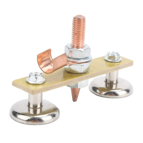 Heavy Duty Welding Magnet Ground Clamp With 4mm Insulation Board For Spotter Tool And Welding Machine Connectivity To Ensure Safe Double Ground Connector, close-up view.